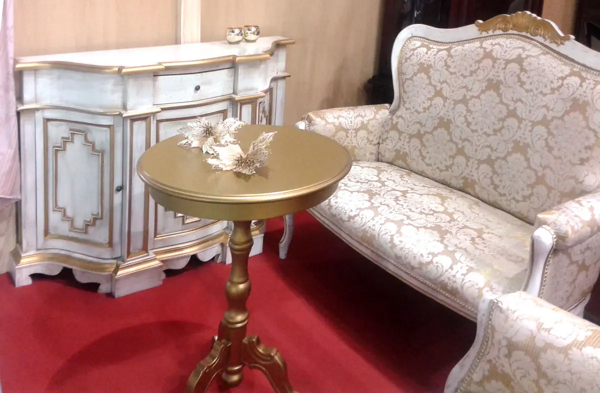 Display Cabinet, Occasional Table, Two-Seater Sofa.